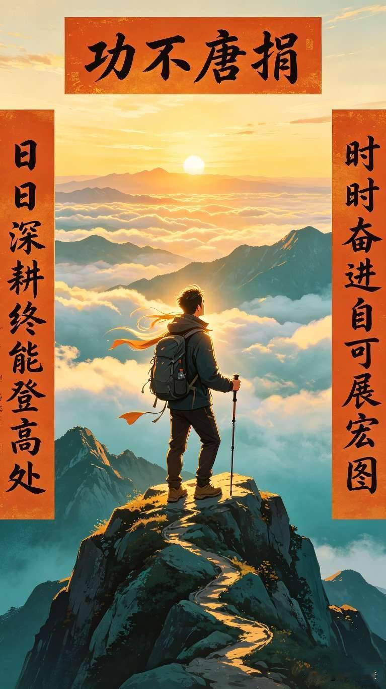 现在多一分咬牙坚持，未来就少一分求人低头！

对联+横批
横批：功不唐捐
上联：