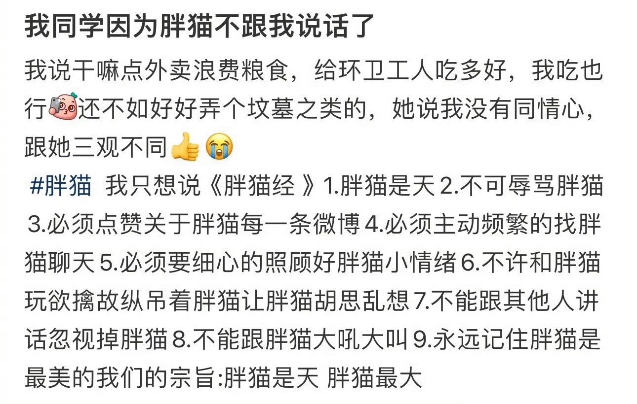 我同学因为胖猫不跟我说话了 ​ ​​​