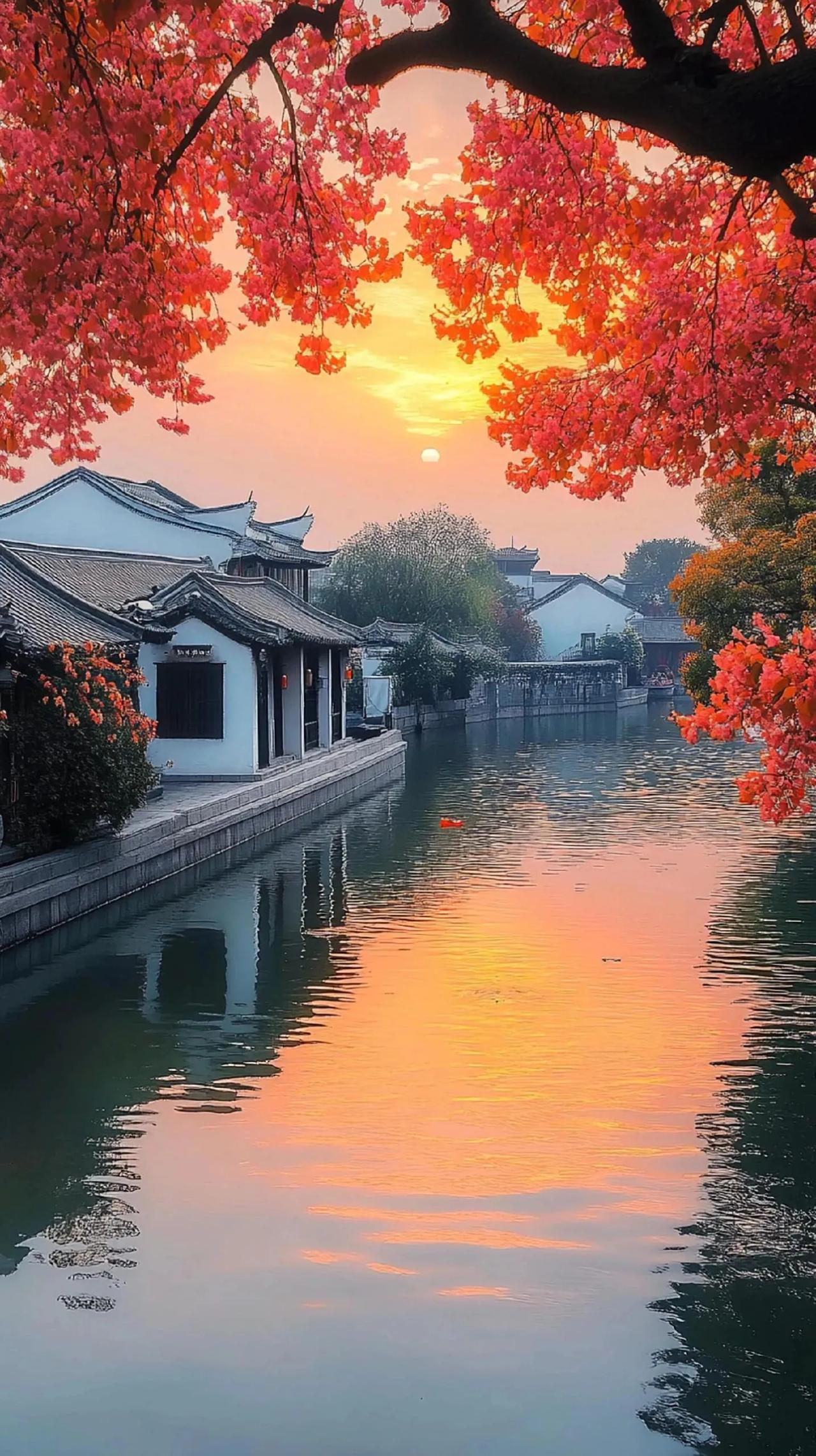 #下联：诗，写诗，写好诗，请出上联#
《江南水乡》
十月金秋映水乡，江南处处韵悠