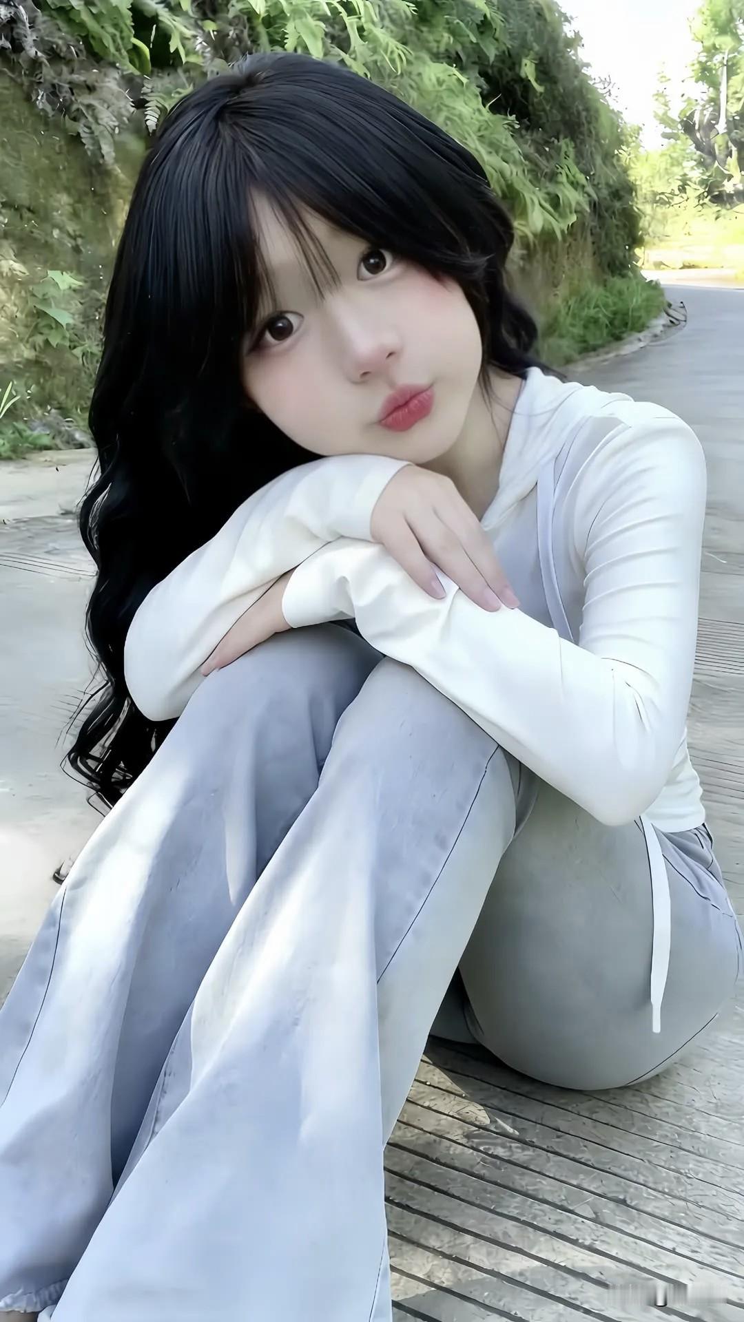 青丝垂岸柳风轻，
素袂凝云坐晚晴。
腕底流年偷倚树，
眉间软绪暗萦萍。
阶前草色