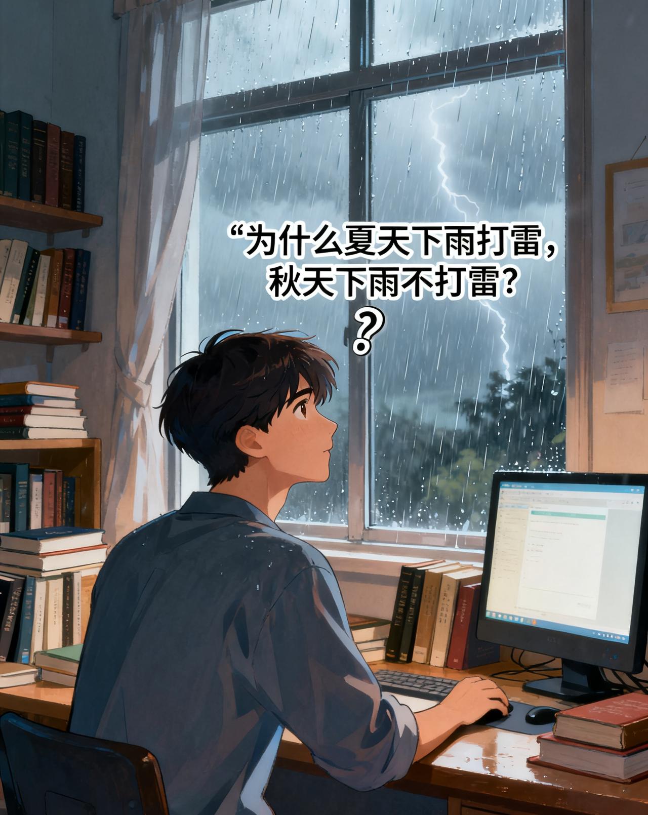 国庆节一直不明白的问题终于知道了答案！
为什么秋天下雨不打雷，反而春夏下雨打雷呢