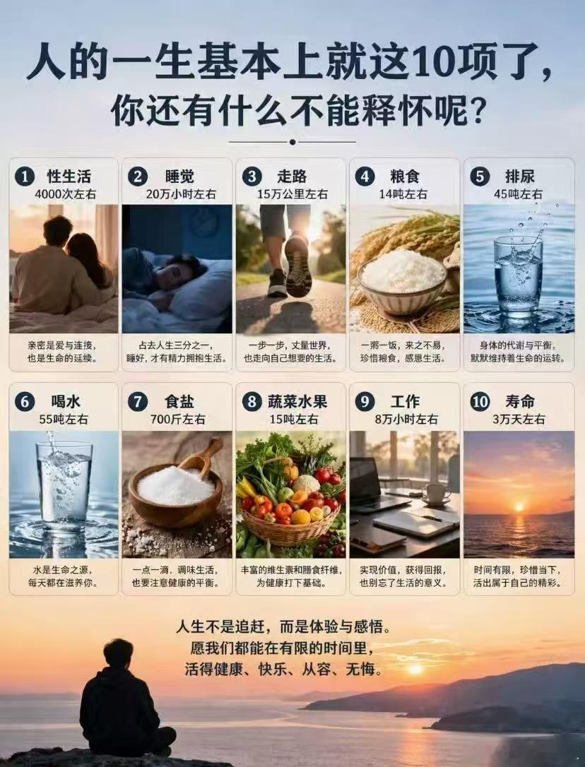 人生不是追赶，而是体验与感悟。愿我们都能在有限的时间里，活得健康、快乐、从容、无