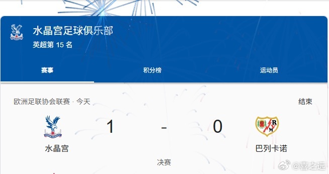 🏆水晶宫首夺欧协联冠军！队史首次登顶欧洲，马特塔制胜• 1-0绝杀巴列卡诺：法