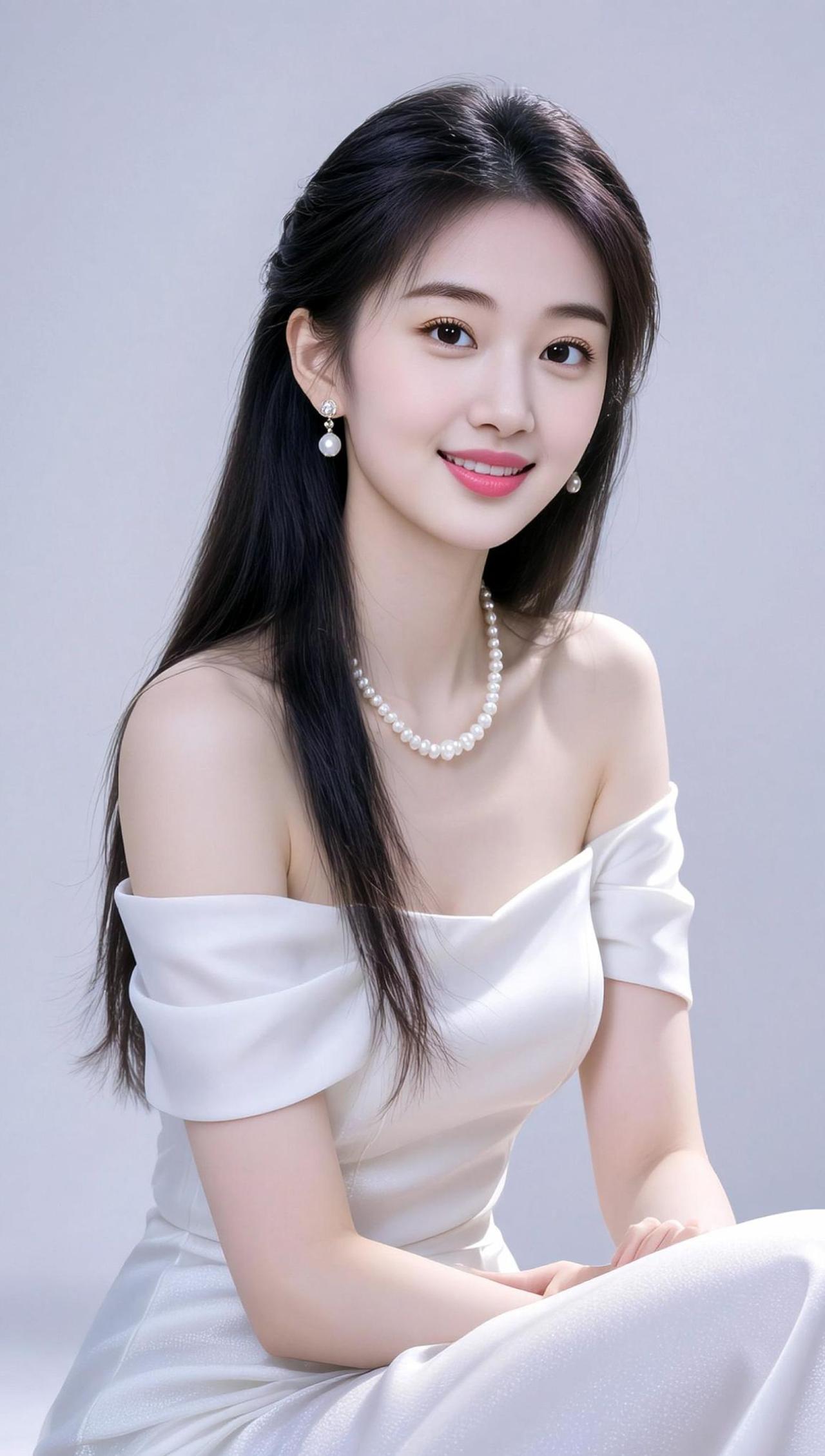 AI柔美白裙照 抖音ai创作 清纯美女 优雅气质