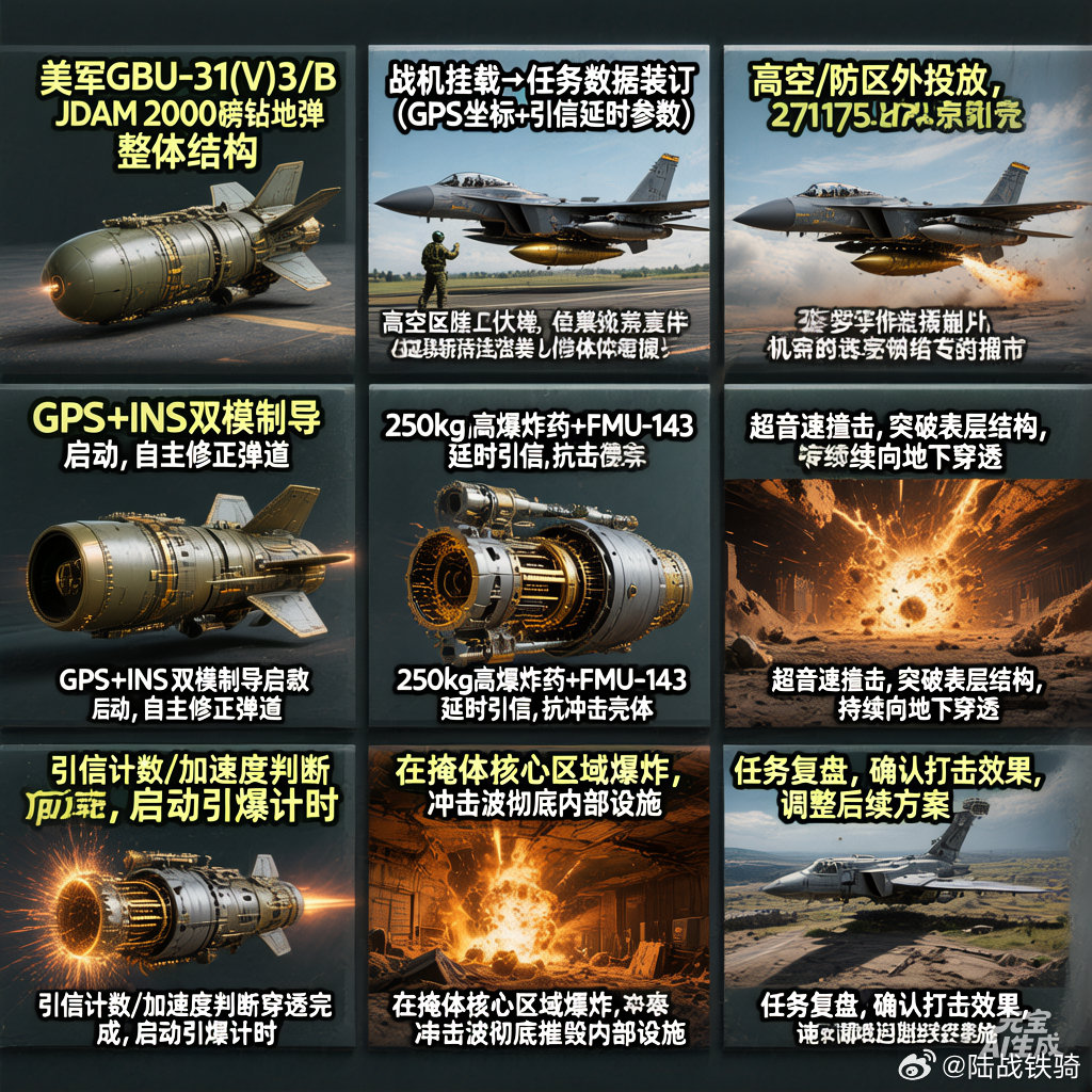 美军使用钻地弹袭击伊大型弹药库GBU-31 (V) 3/B “杰达姆”是一种重达