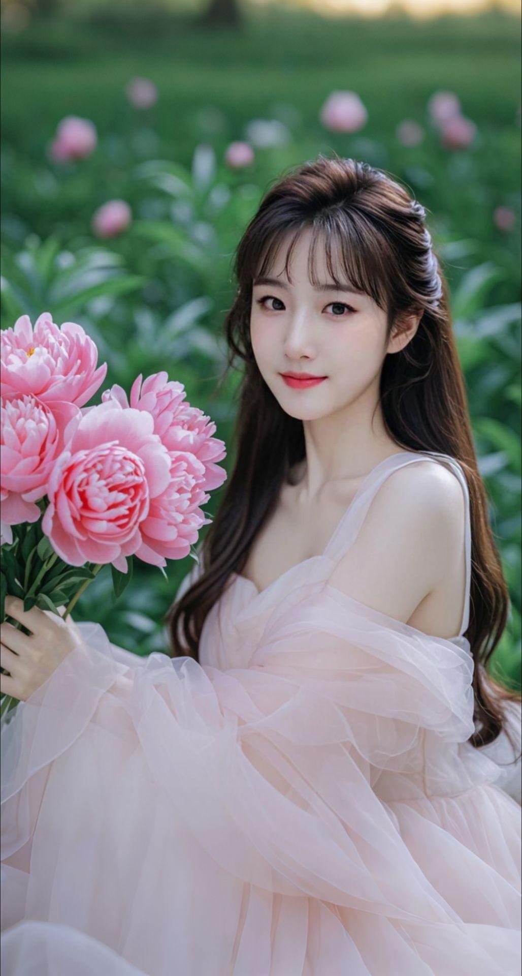 AI扩图 AI莫奈粉芍药