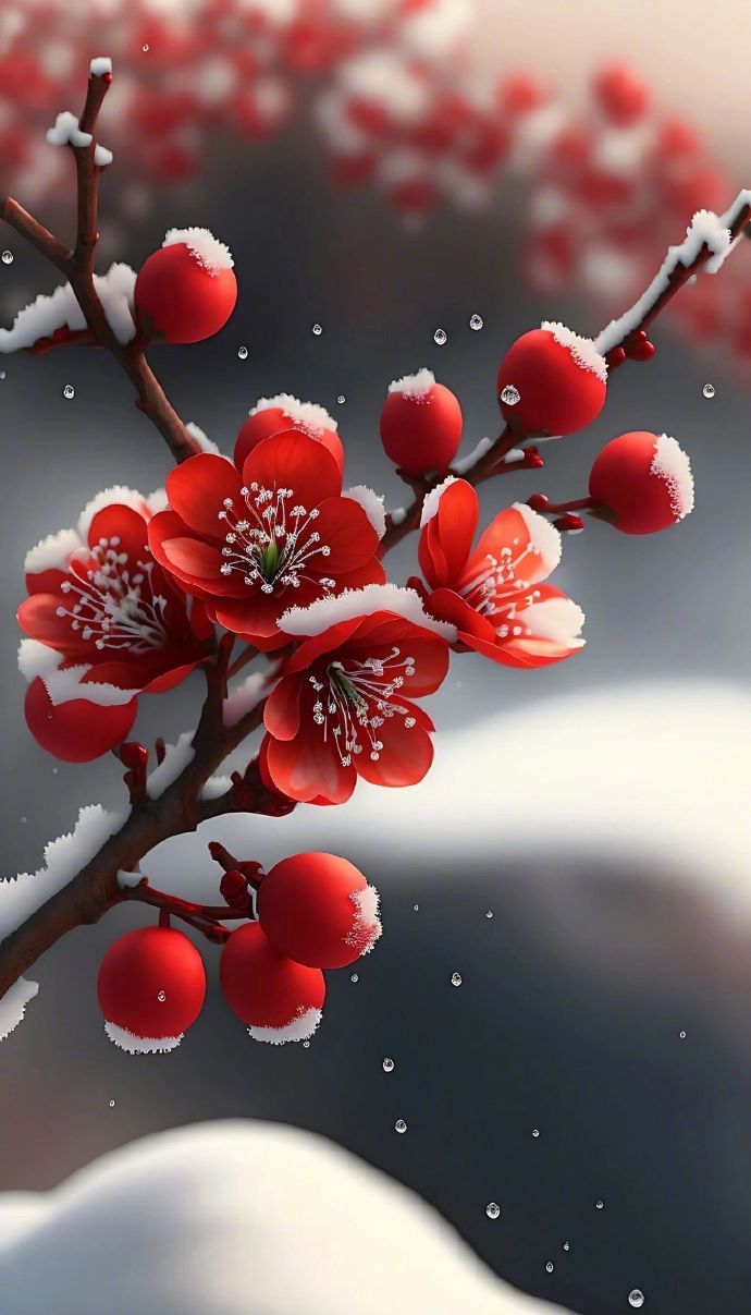 “ 红梅迎春雪，清香四溢间 ...” ​​​
