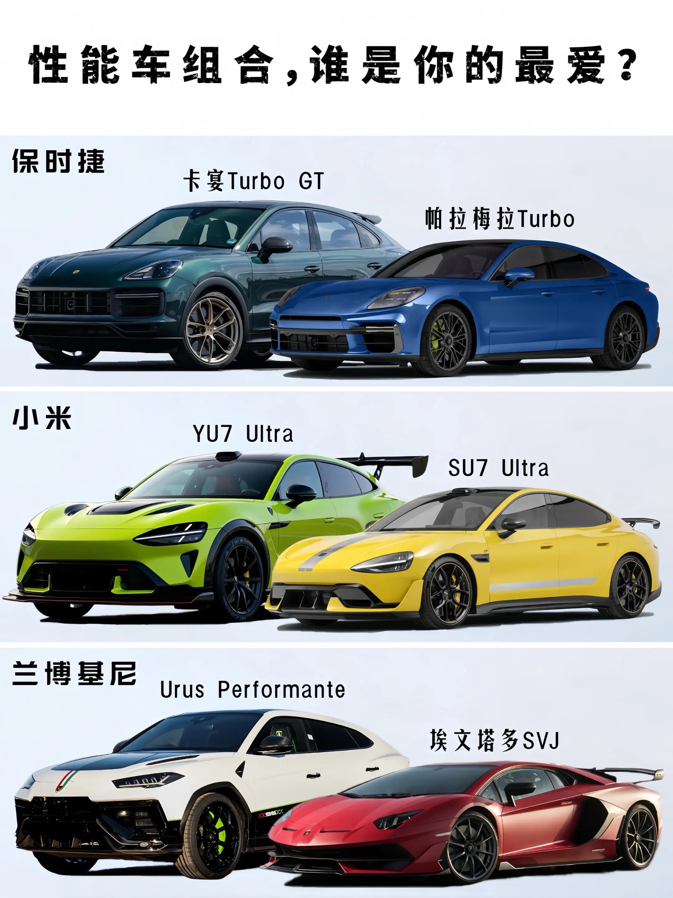 性能车组合选择｜谁是你的最爱？