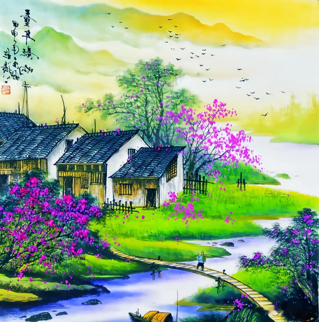 走进山林，仿佛置身于一个绿色的世界。树木郁郁葱葱，枝叶交织在一起，形成了一片绿色