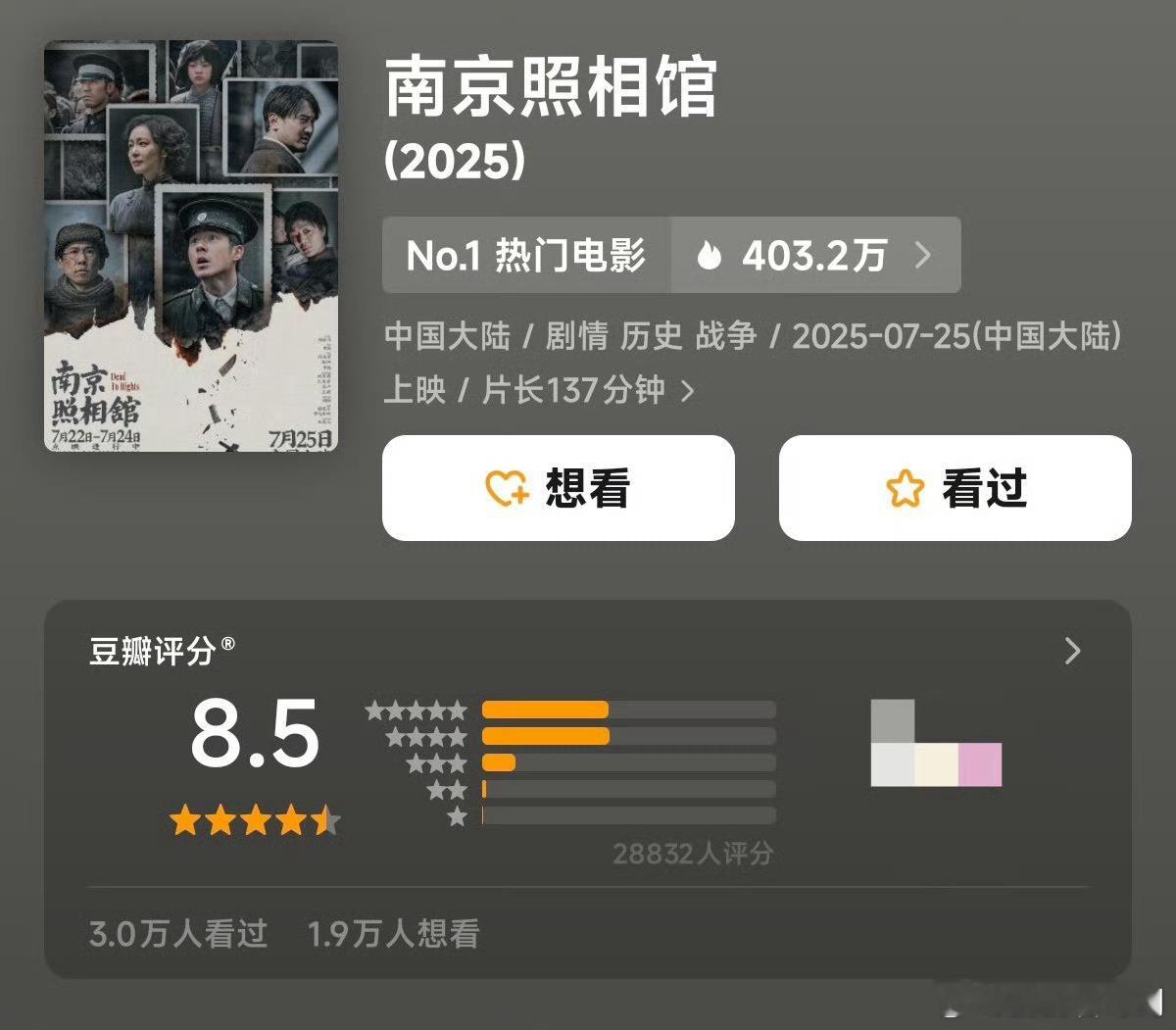 电影南京照相馆 听说这两天挺火，而且评价还挺不错。有没有看过的宝子分享下真实感受