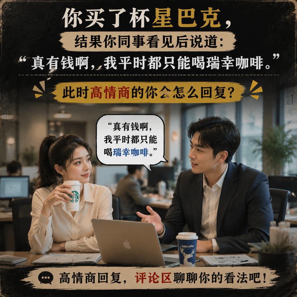 假如你买了杯星巴克，结果你同事看见后说道:“真有钱啊，我平时都只能喝瑞幸咖啡。”