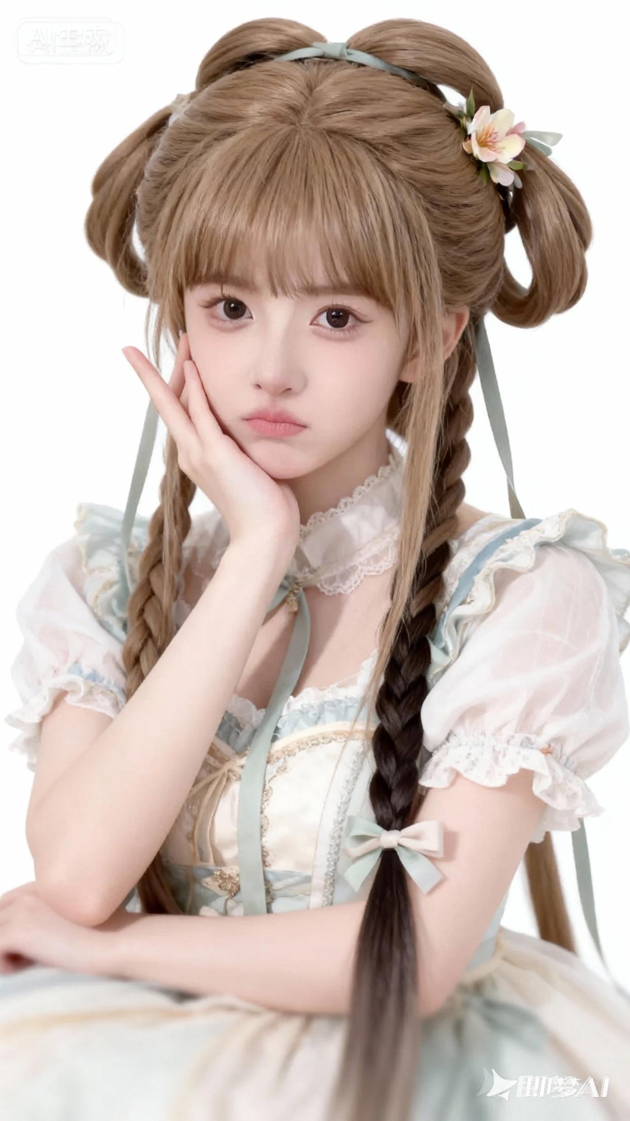 天南地北大拜年长头发的软妹，软萌可爱，娃娃脸尽显青春活力，一位长相呆萌可爱的钝感