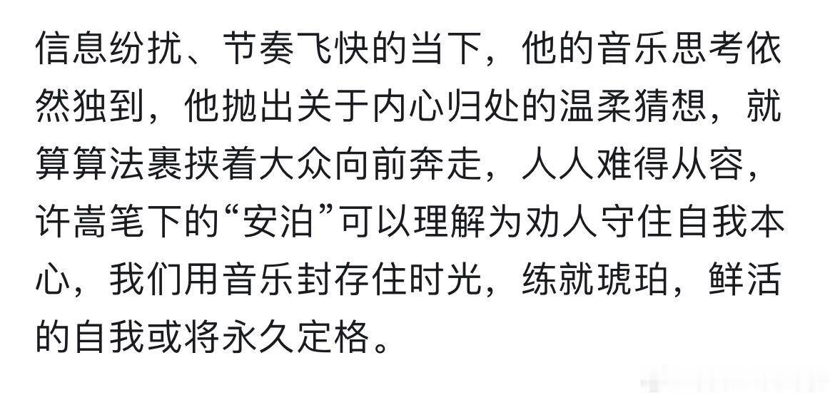 许嵩新专辑口碑全创作专辑的权威不用多说，新专辑《安泊猜想》每首歌都能找到对应的心