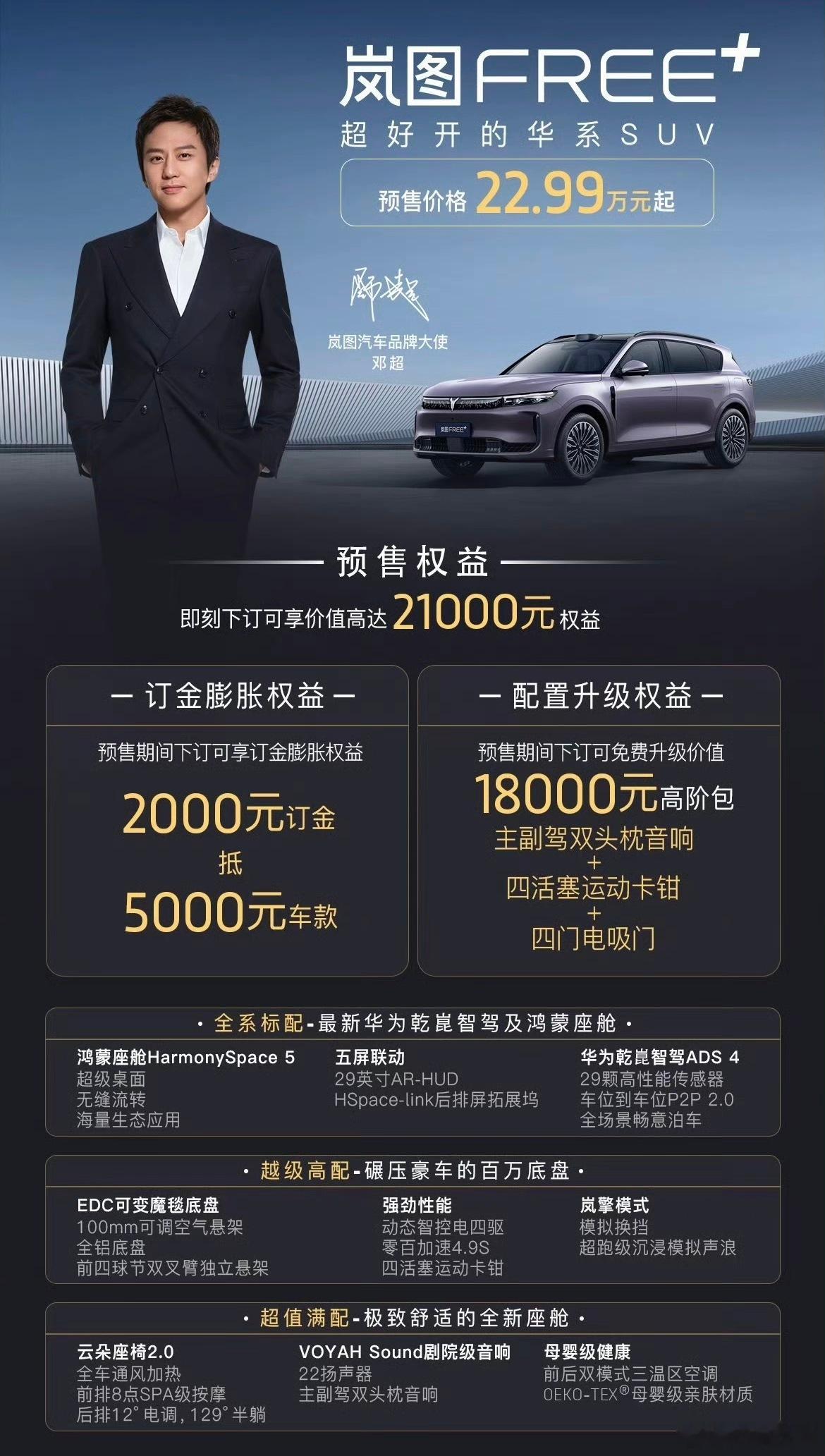 岚图free+发布了，预售价22.99万起[思考] ​​​