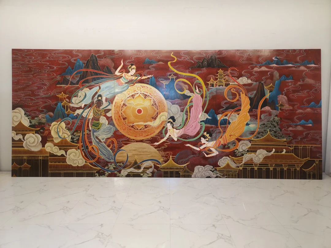 空间艺术装置｜敦煌飞天大型漆画