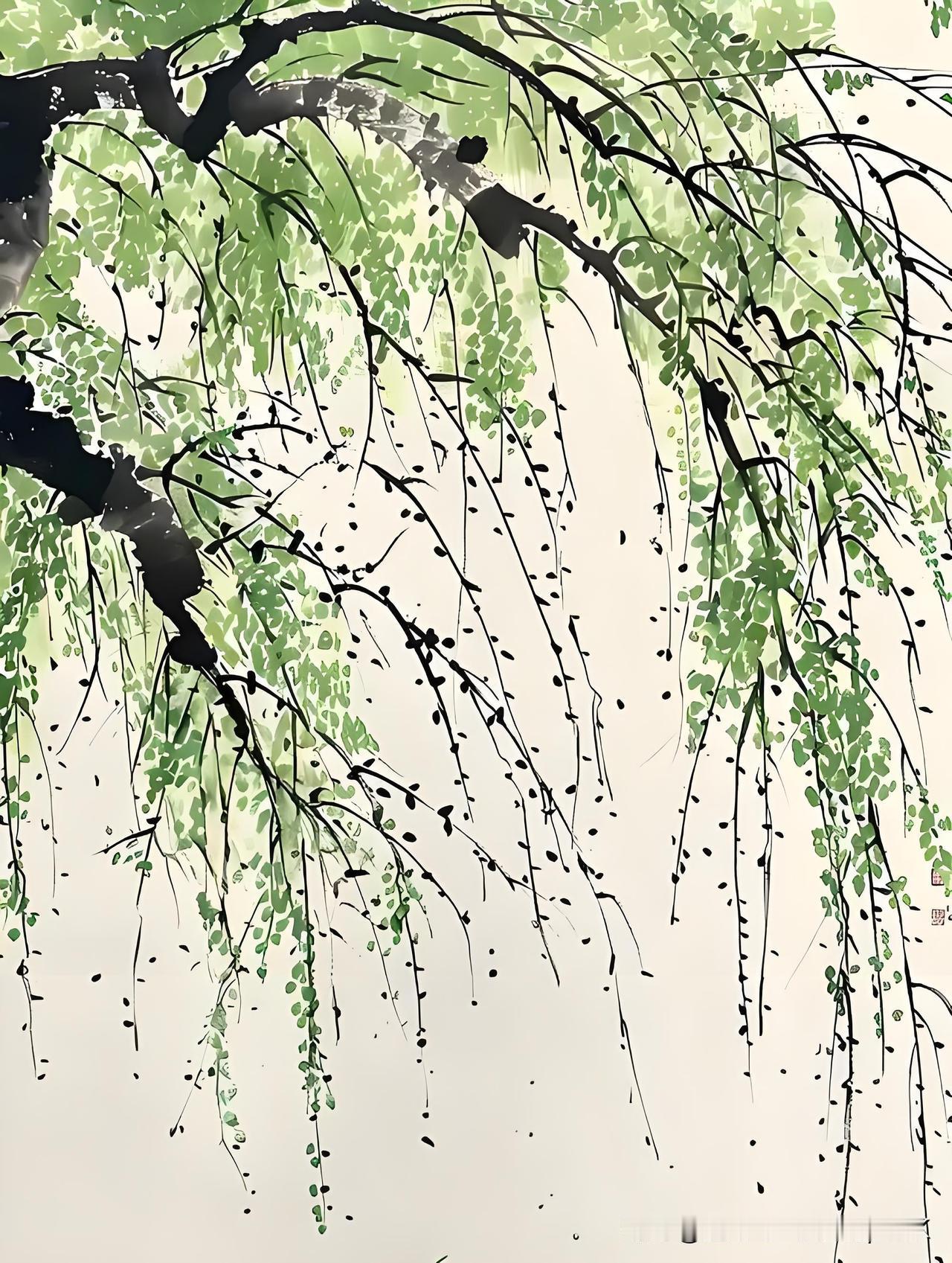 《杂曲歌辞·杨柳枝》
——唐·薛能
潭上江边袅袅垂，
日高风静絮相随。
青楼一树