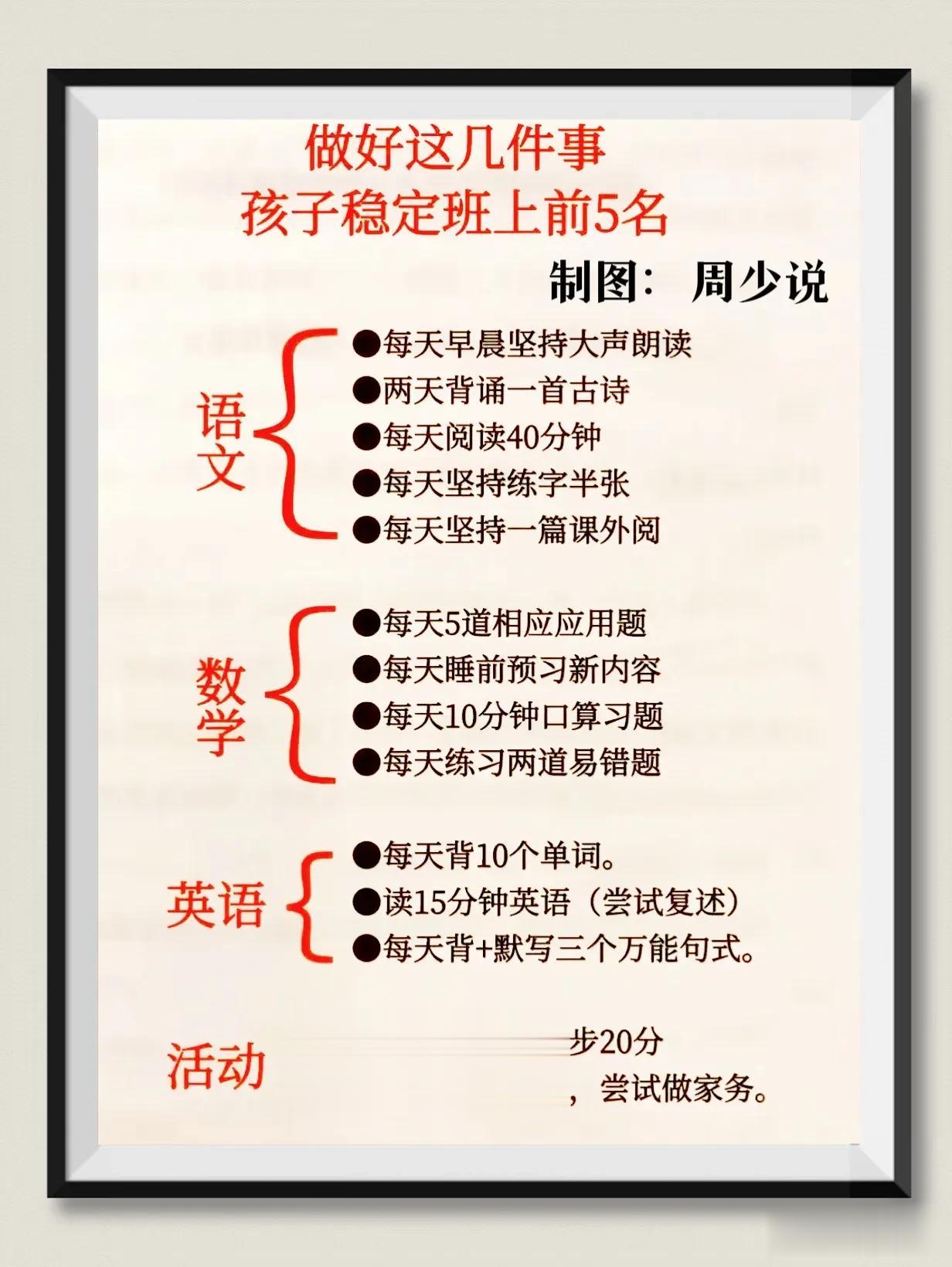 一位学霸妈妈直言，要想孩子稳定班上前五名，父母一定要让孩子从小就做好这五件事。比