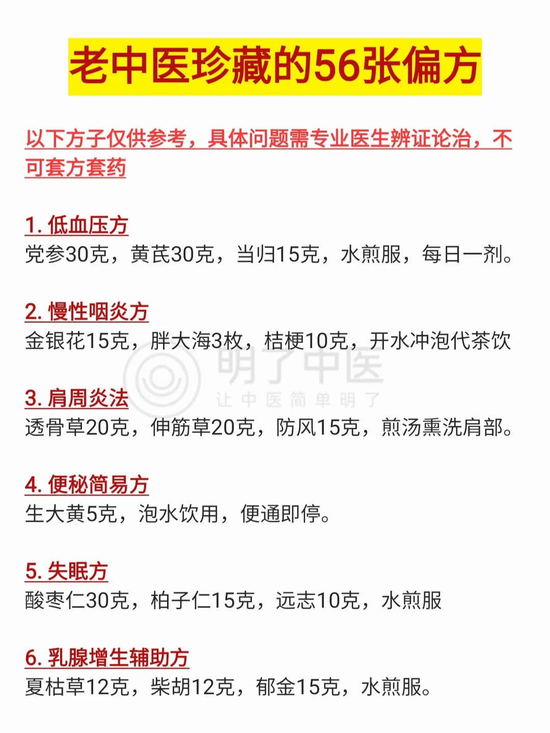 老中医珍藏的56张小偏方，收集❗