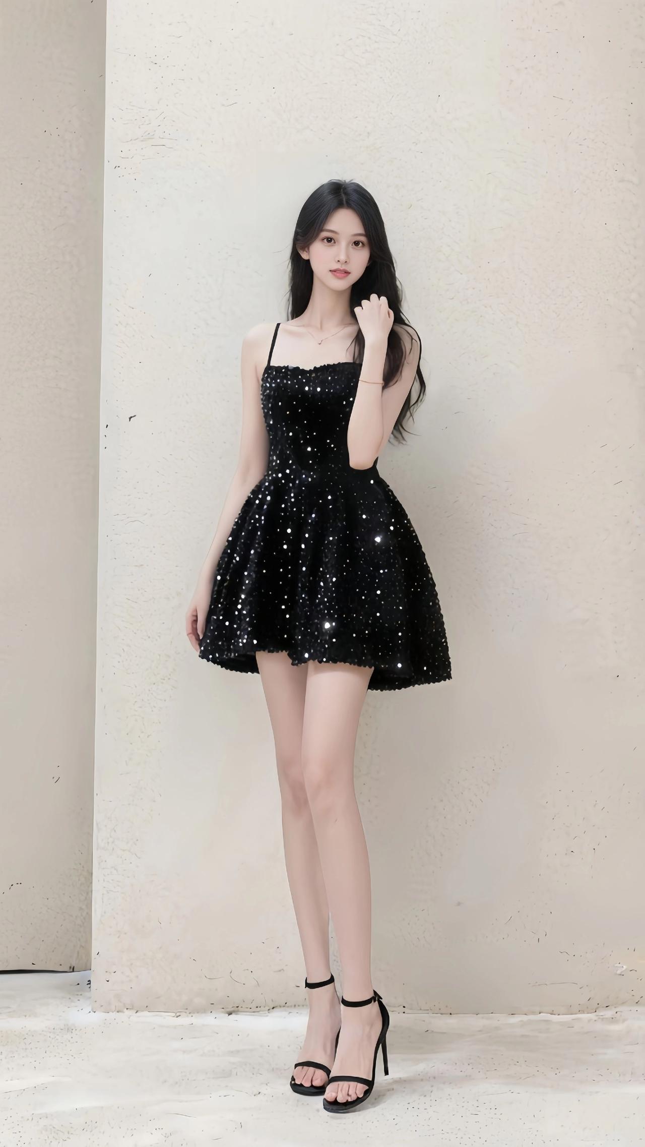 御姐 腿精本精 怎么将小黑裙穿出氛围感 爆闪亮片晚礼服 财阀千金小礼服
