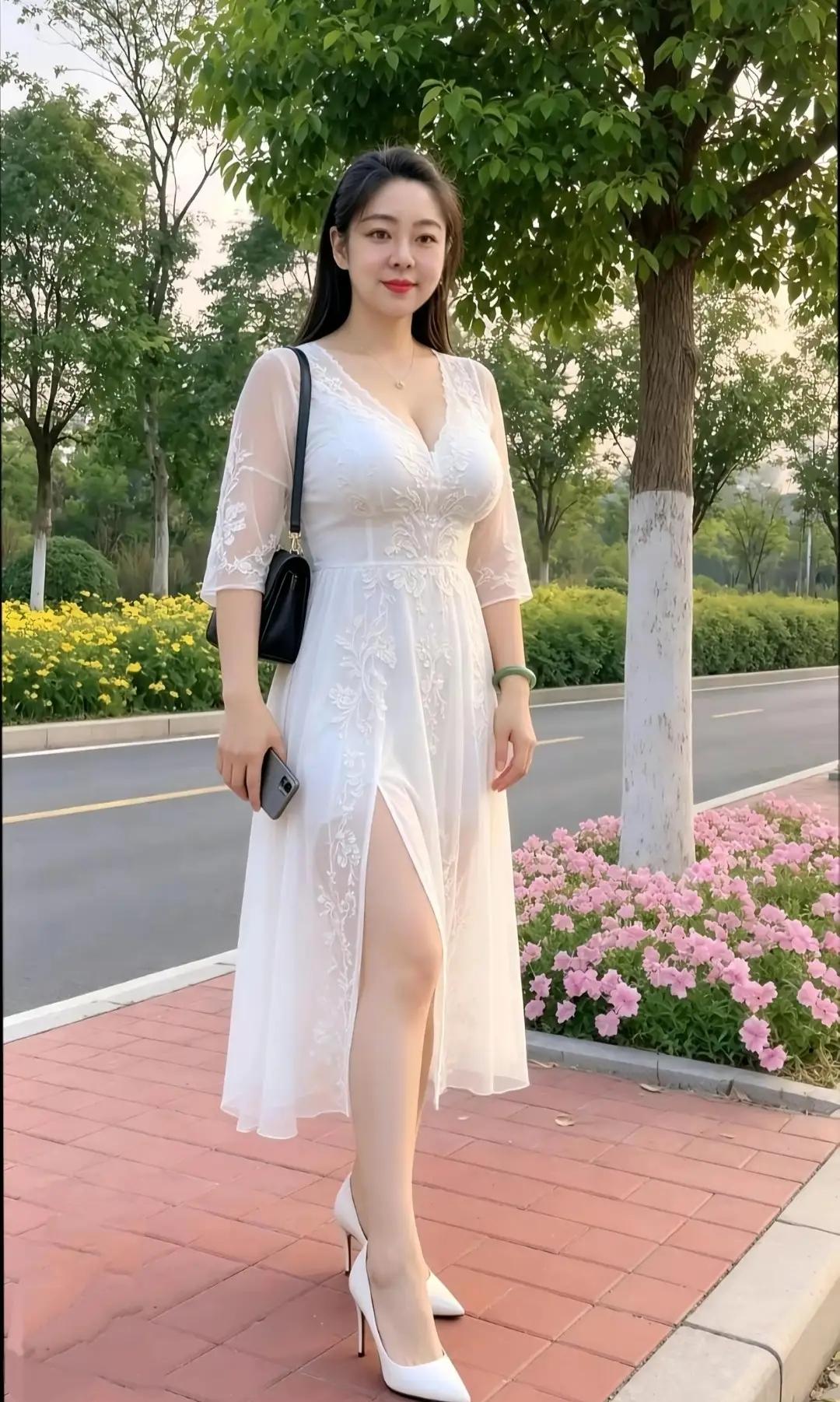 美到发光的美女，优雅气质甜美。