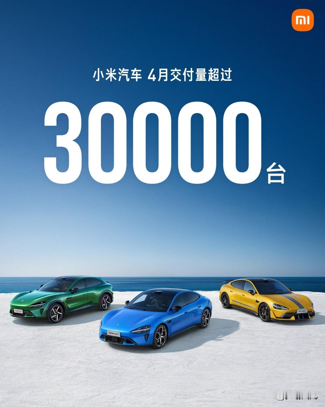 小米yu9四月交付不足一万？
五一当日上午不久，小米汽车就公布了4月销量，超30