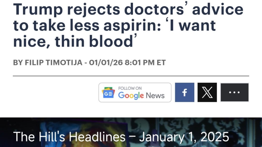 特朗普承认服用阿司匹林特朗普听起来有点倔！他现在一天居然服用325毫克阿司匹林！