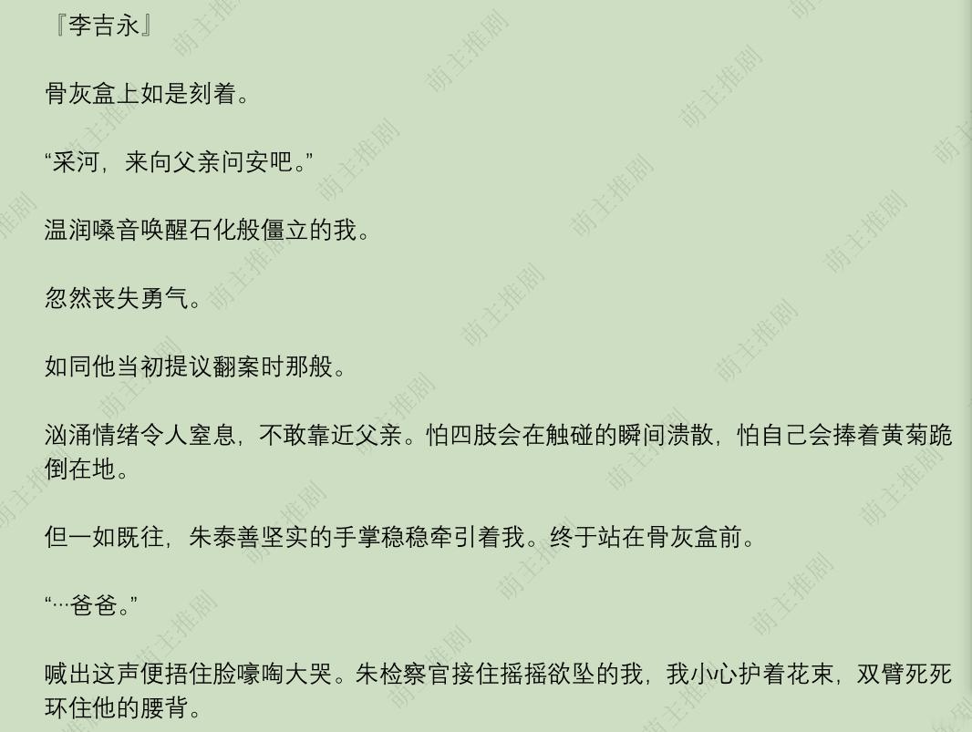 检察官的提案 把番外也看完了！虽然也是早早就猜到检察官会给采河爸爸设灵位，但最后