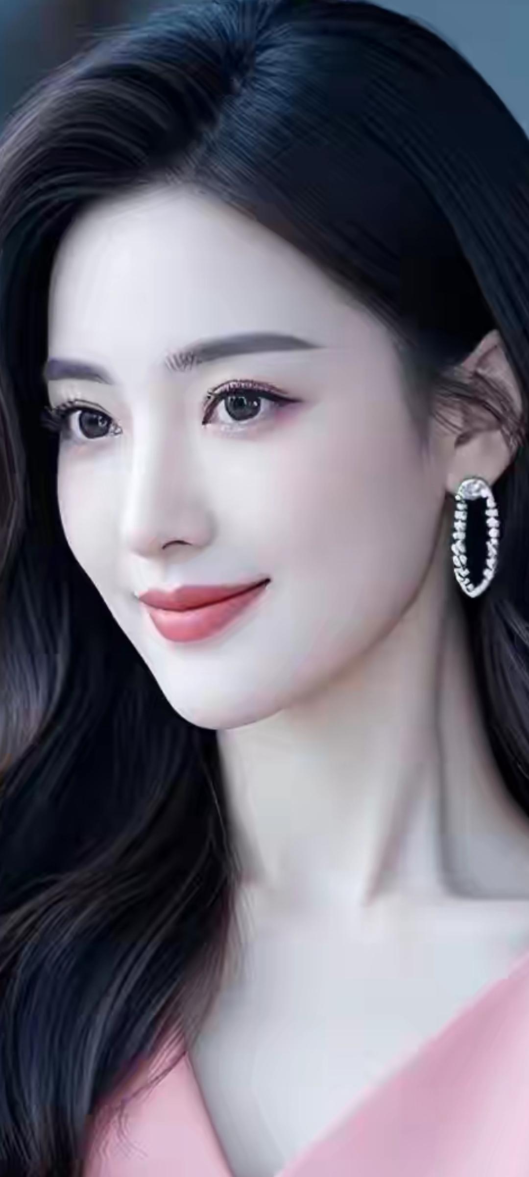 优雅女神，粉裙飘逸，微笑动人