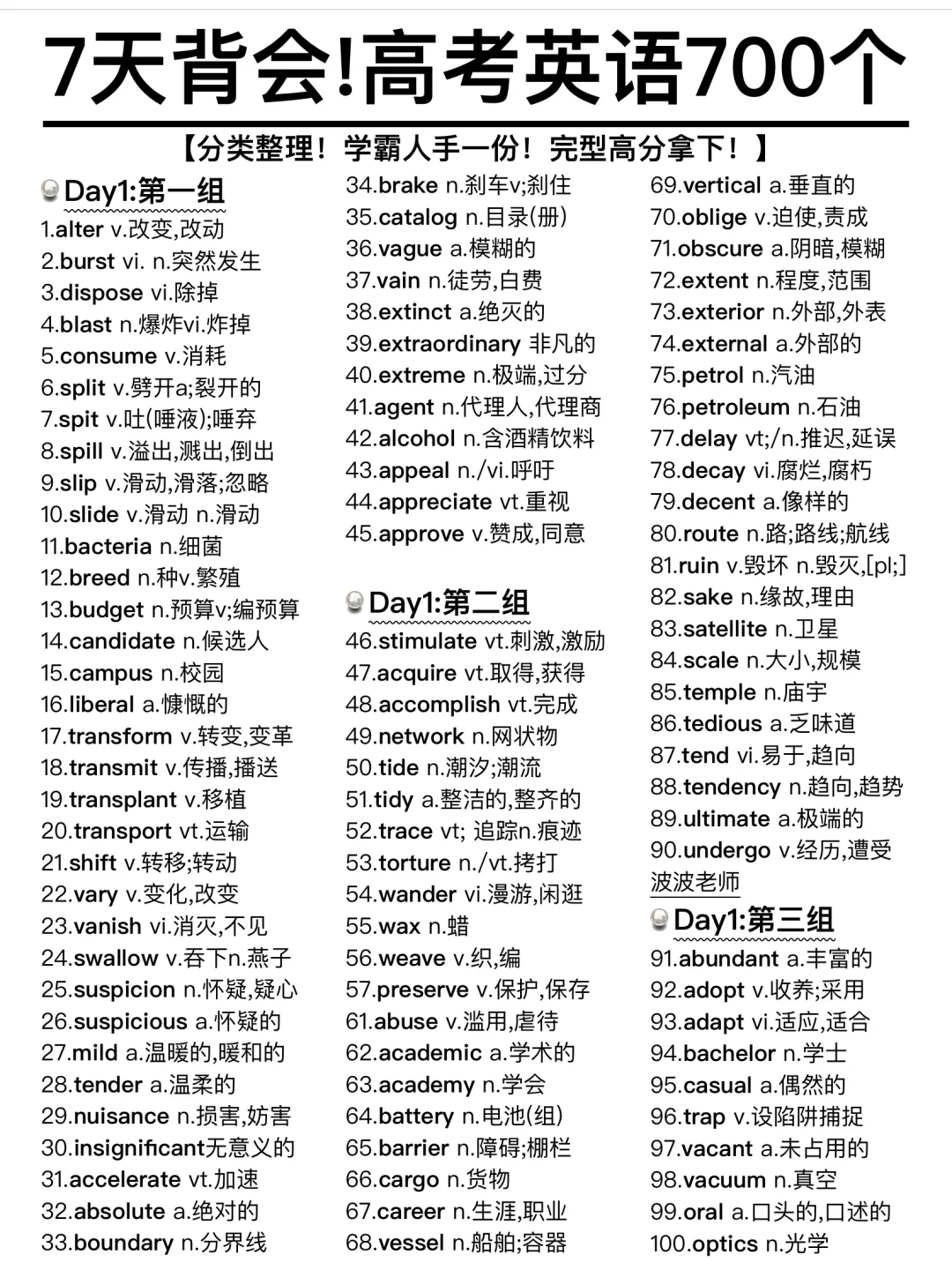 高考英语！700个英语高频词！暴涨词汇量！