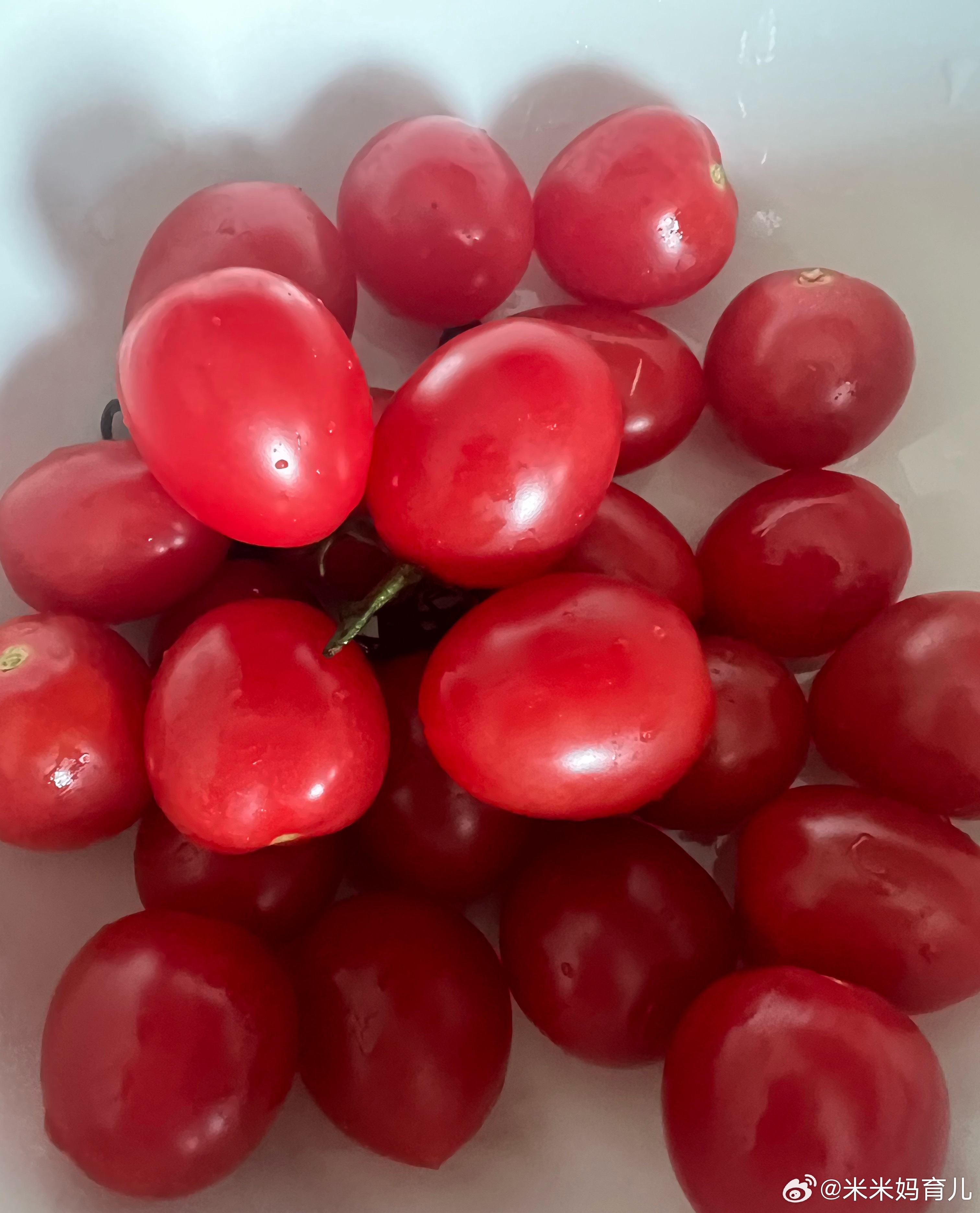 太喜欢吃这种小番茄了～吃了一半才想起来要拍照颜色也特别的治愈春日许愿池微博 yo