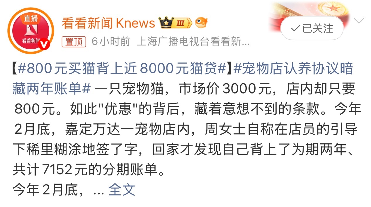 800元买猫背上近8000元猫贷还是不要贪便宜，不然容易吃亏。还是得了解清楚看清