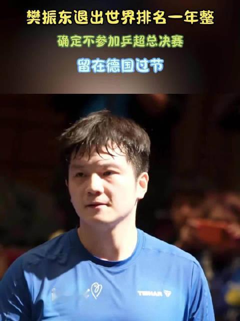 樊振东退出世界排名一年整！确定不参加乒超总决赛，留在德国过节
樊振东退出世界排名