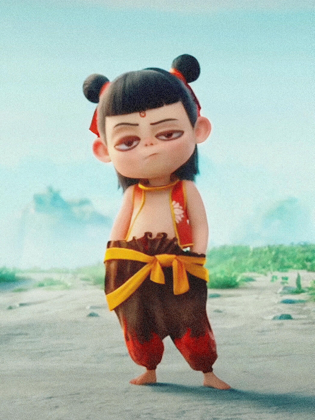 哪吒之魔童闹海小手插兜 谁也不爱 圆圆的小脸哪吒