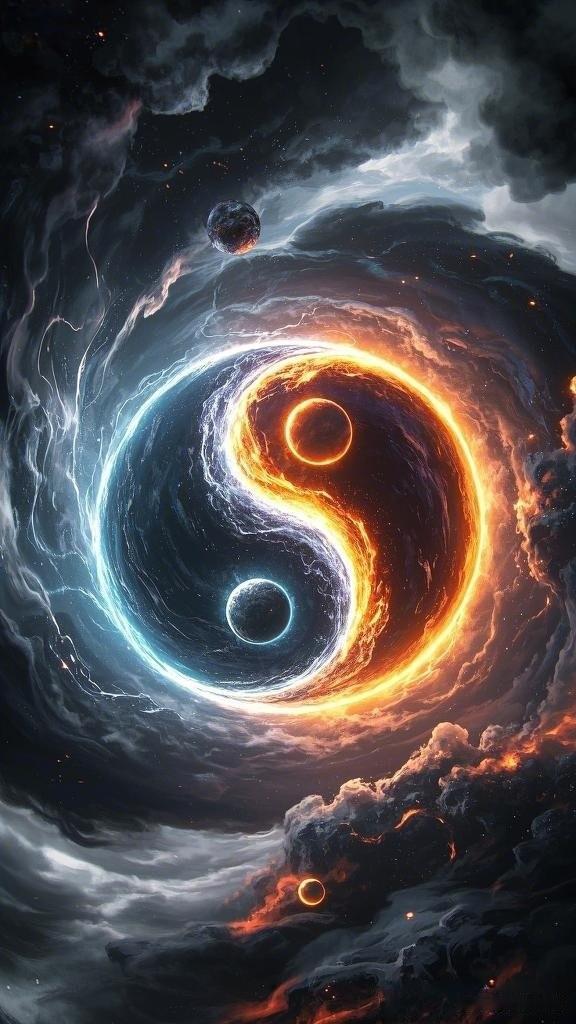 《动静之间，即是乾坤》

浑沌初开分二仪，一动一静自相随。
阳极生阴阴极动，互为
