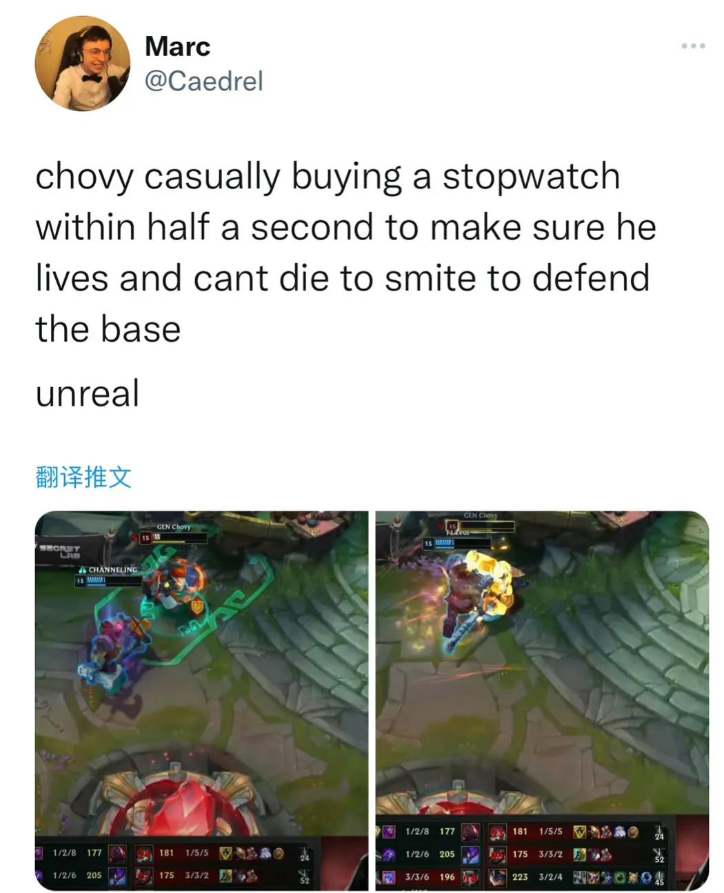 神之右手，感谢Chovy用手速守住一局
汗，Zeus现在变了，把把给他拿个肉，他