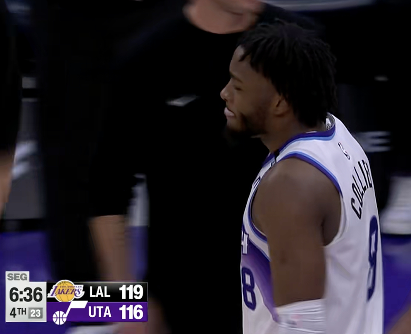 暂停了，湖人119-116爵士 克勒贝尔真的可以啊今天湖人vs爵士