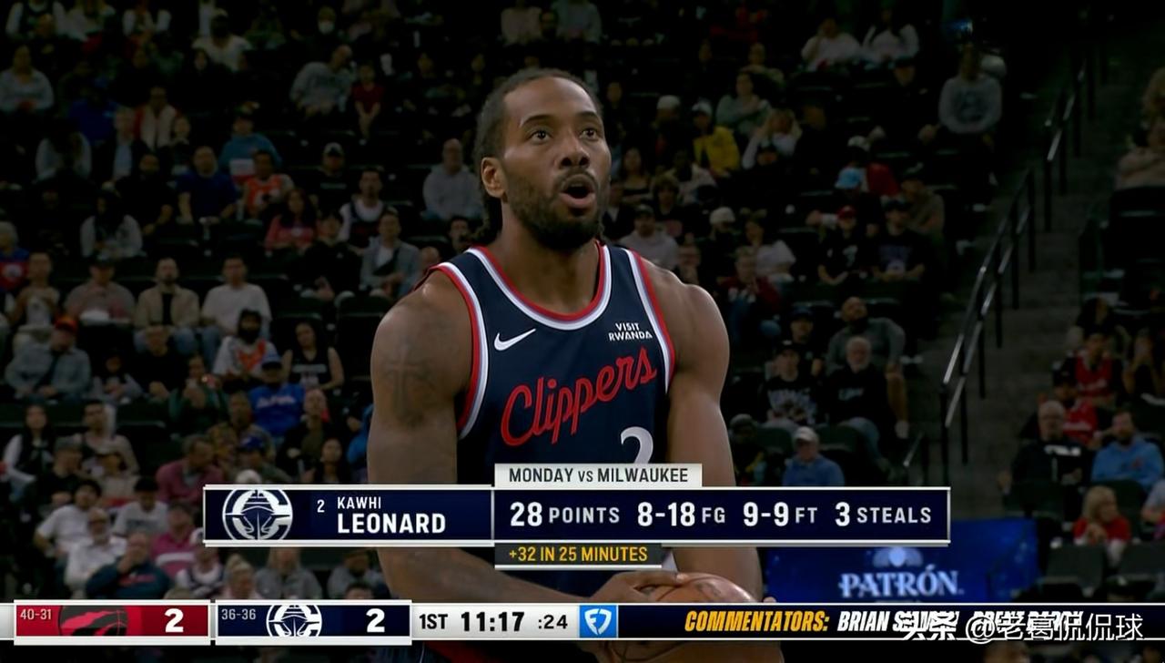 我对快船巨星伦纳德的出色已经感到麻木了！在今天快船主场以119：94轻取猛龙的比