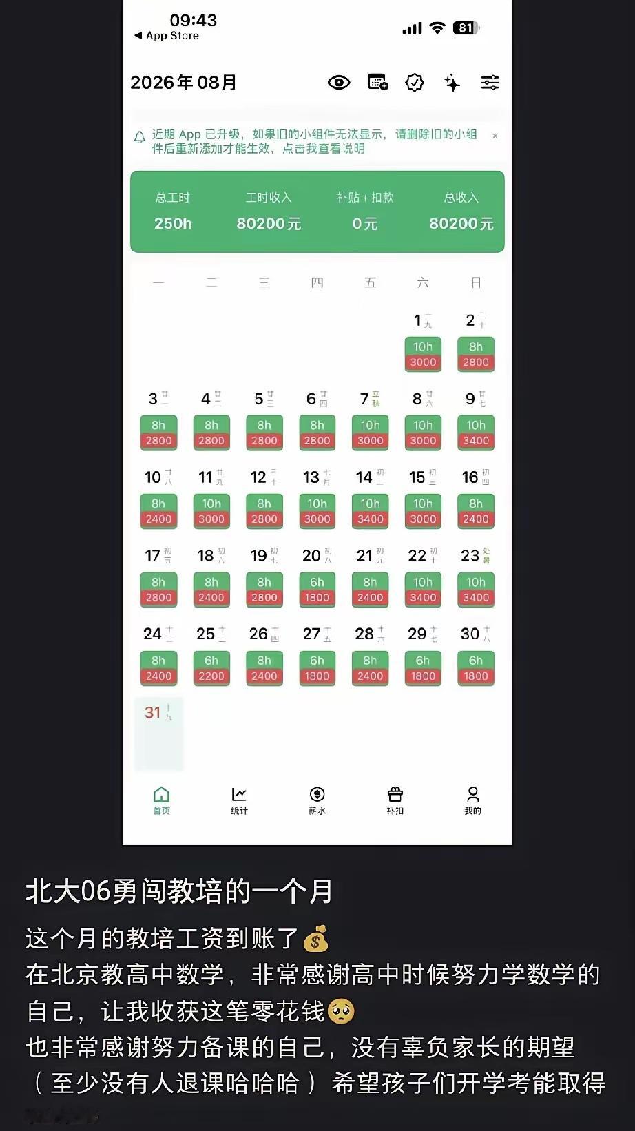 太夸张了，一个月挣了 8 万多，干的是教培，教的是高中数学 ​​​