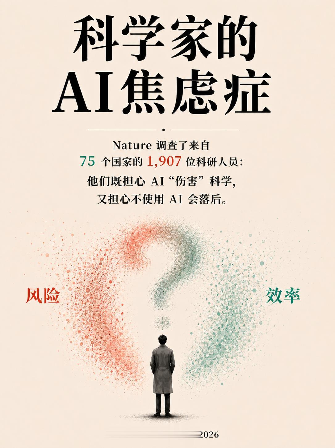 【Nature：近半数科学家不信AI，却不得不用】

科学家们正在经历一种特殊的