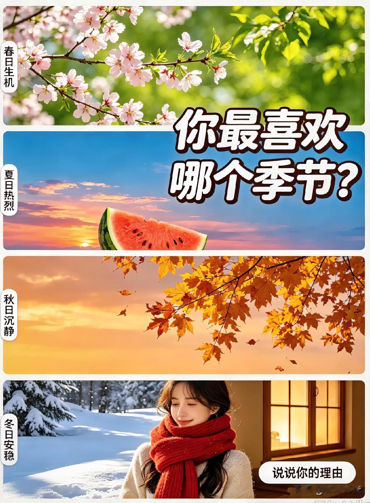 🌿🍂❓四季各有风情，你心中最偏爱哪一季？

近日，你最喜欢哪个季节话题悄然走