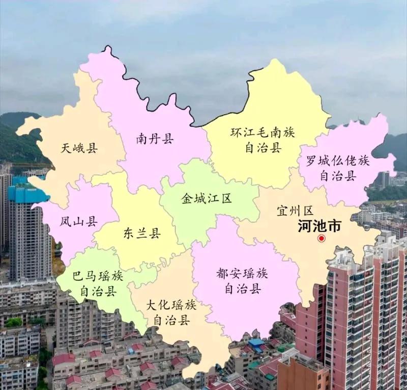 中国广西最多自治县的市（河池市）：

1、巴马瑶族自治县

2、都安瑶族自治县