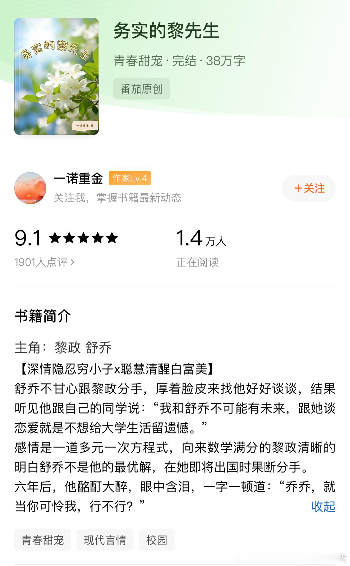 原来小说能这么好看我的书适圈 《务实的黎先生》by 一诺重金评分：4.8分关键词