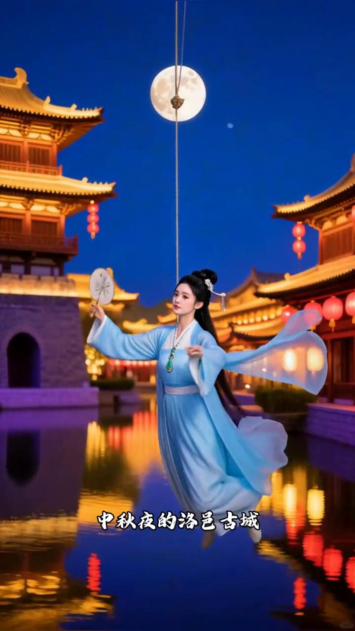 中秋夜的洛邑古城，一场奇幻盛宴正悄然上演。仙女散花，如梦似幻，仿佛嫦娥奔月照进现