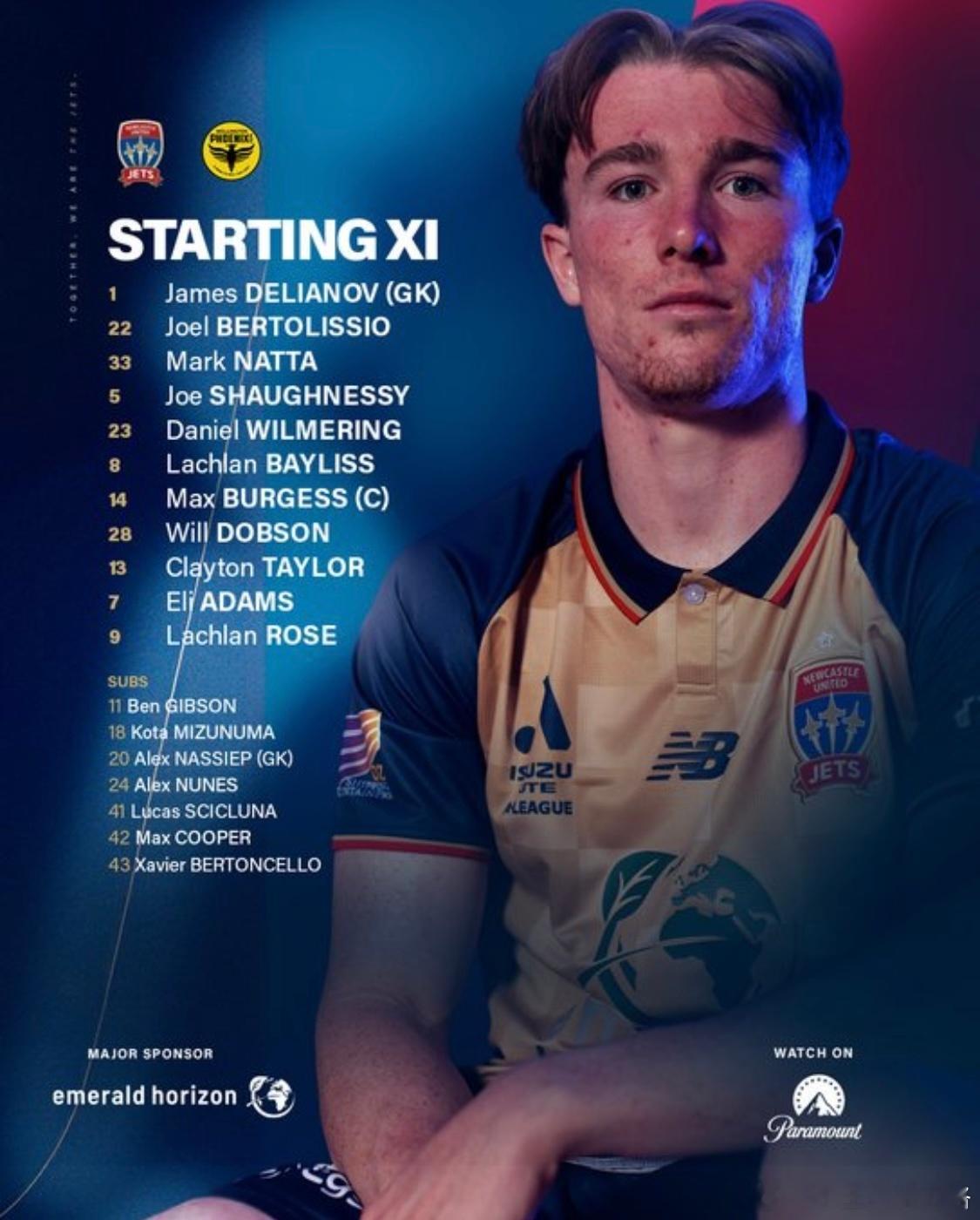 喷气机vs凤凰首发：埃泽PK罗斯，长泽和辉、亚当斯先发1月23日本轮澳超纽卡斯尔