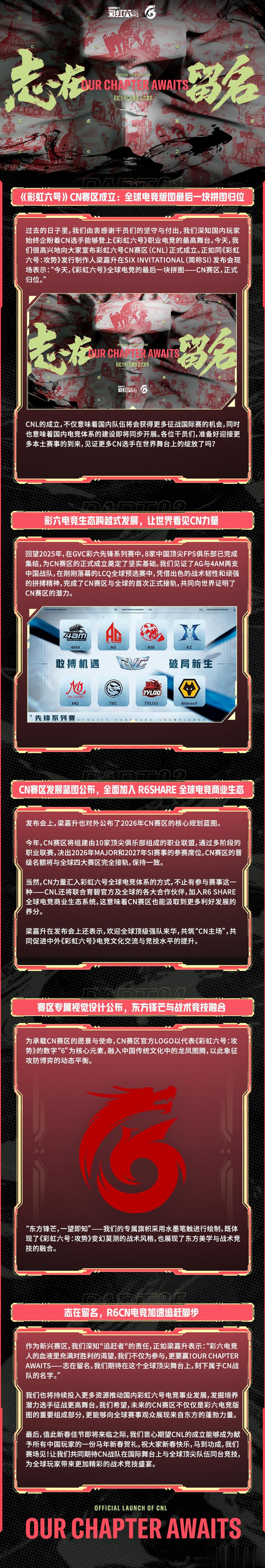 彩虹六号CN赛区（CNL）正式成立，成全球第五大赛区