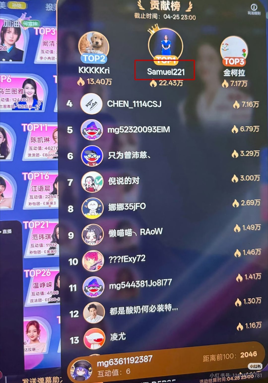 满屏都是阚清子老公送的流星雨嗑到了！！阚清子的乘风值top1居然是她老公！！姐夫