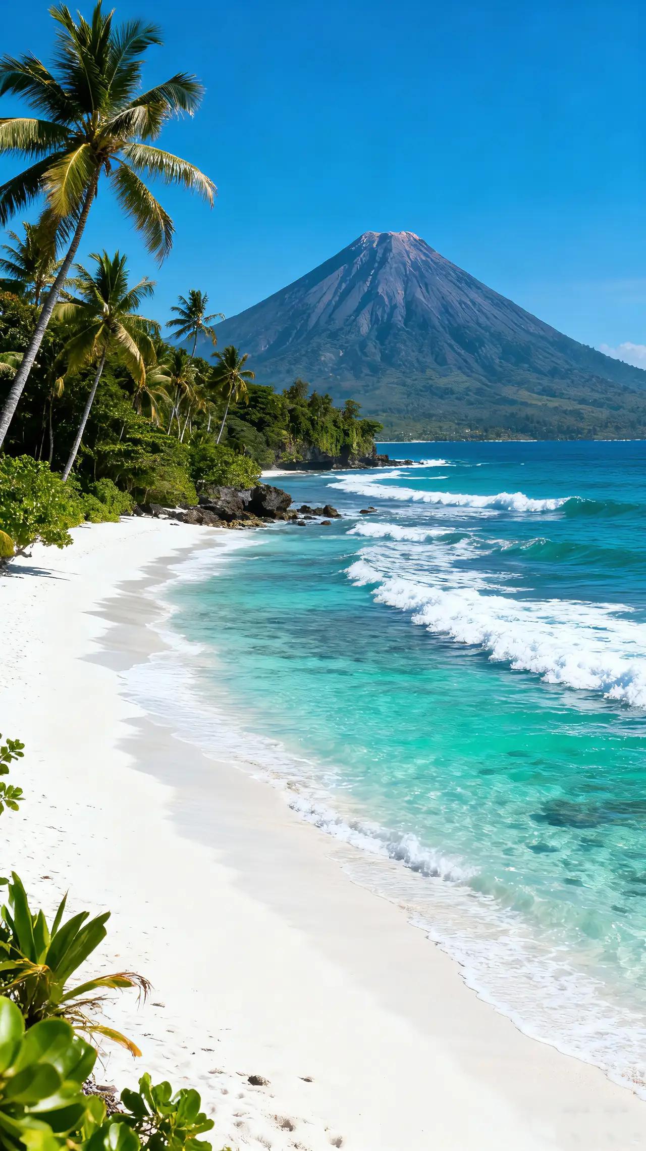 南乡子•沧波揽秀
晓晖漾碧漪，
海色连天梦自依。
细浪银滩浮鸥鹭，
烟霏，
翠岛