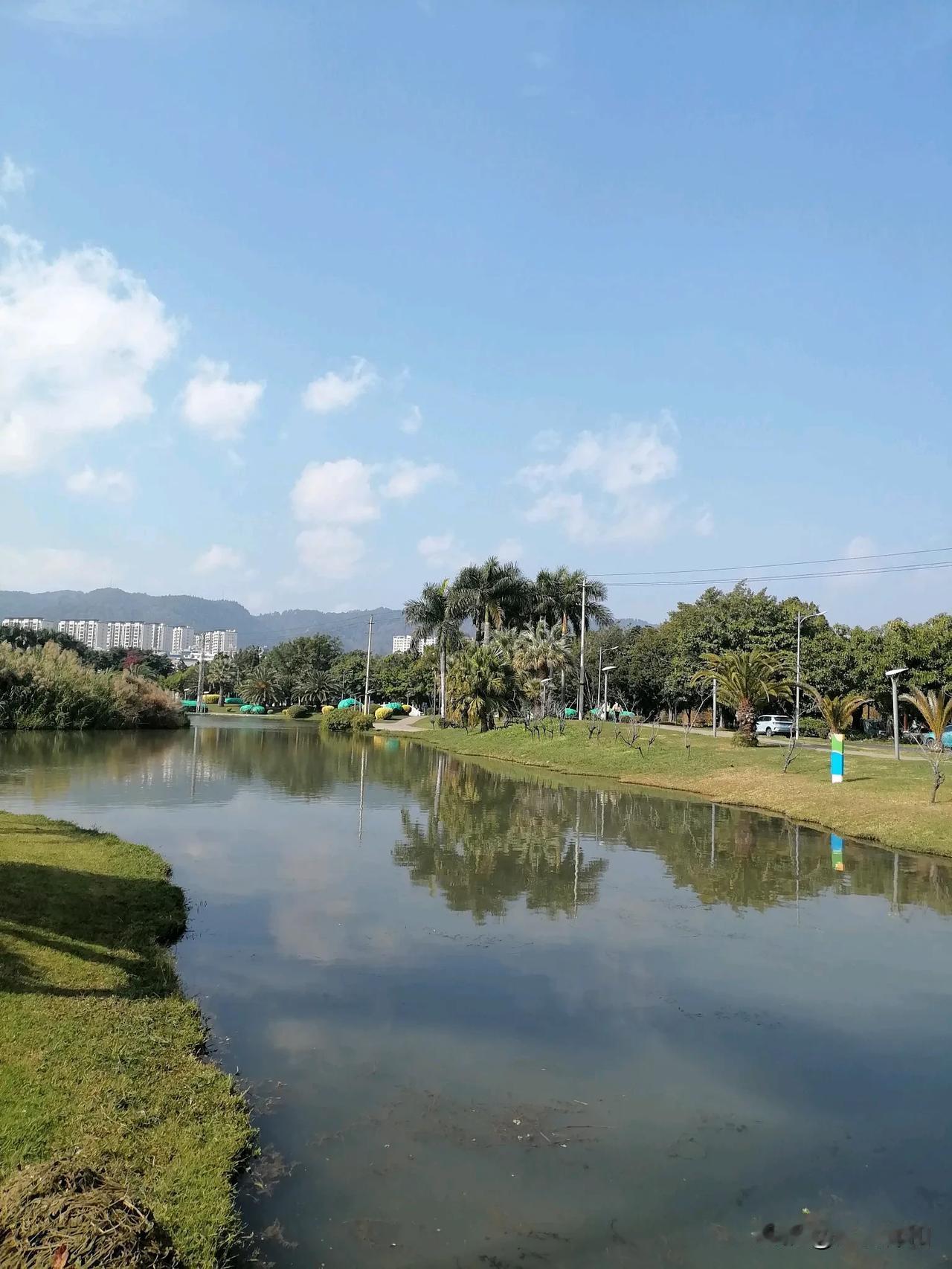 阳光明媚的一天，我和老伴还有妹妹两口子，一起去湖泉生态园那边走一走散散步。

 