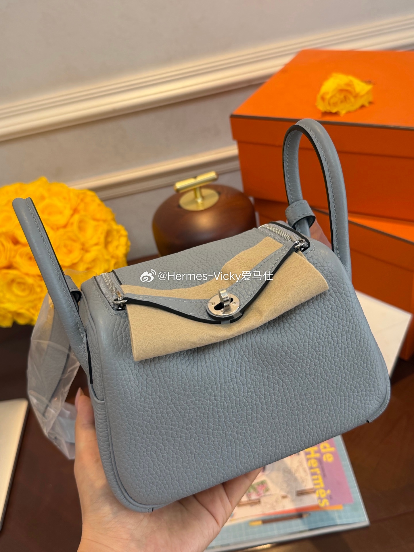 mini lindy 木偶灰 银扣tc皮爱马仕hermes
