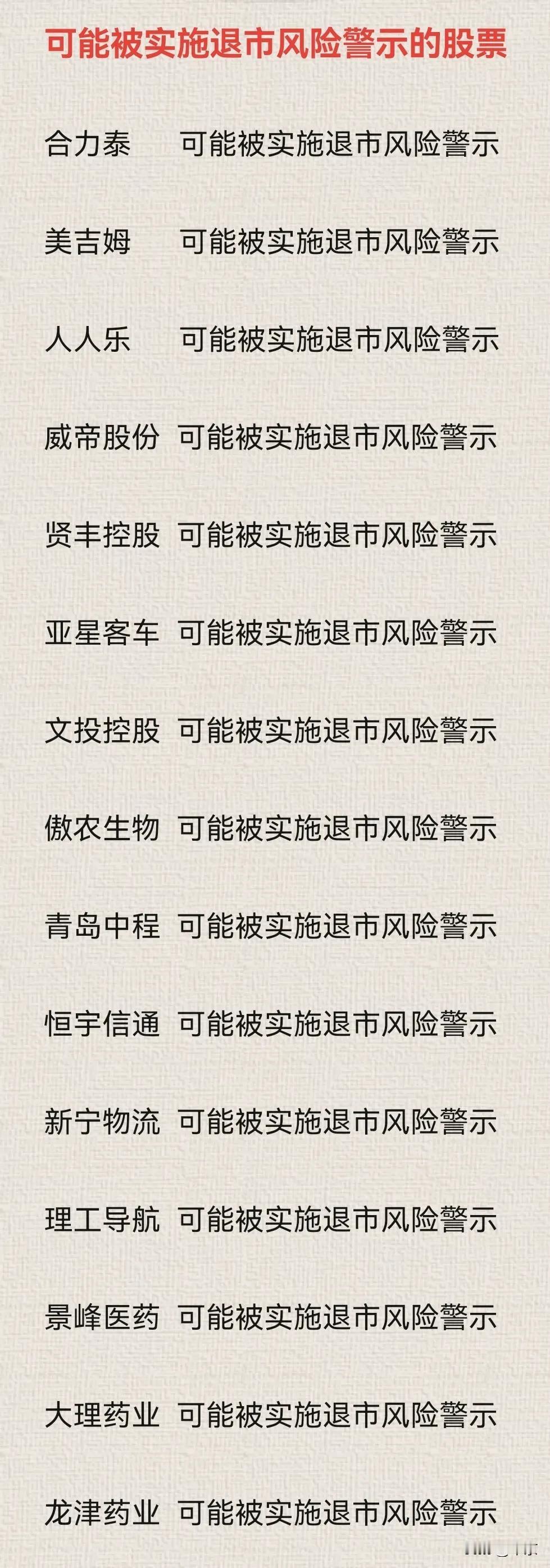 避雷：可能被实施退市风险警示的股票

有些股票，主力知道可能退市，可能被ST，仍
